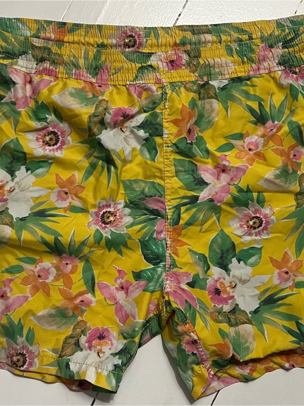 Ralph Lauren Purple Label Yellow Floral Men's Swim Trunks